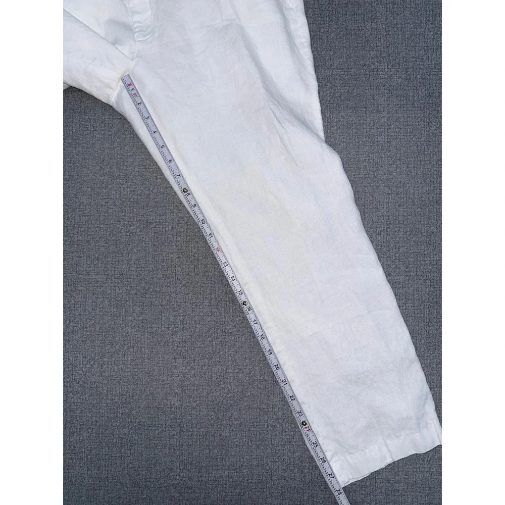 Ralph Lauren Black Label 39x28 Linen Pants White Flat Front Trousers Men